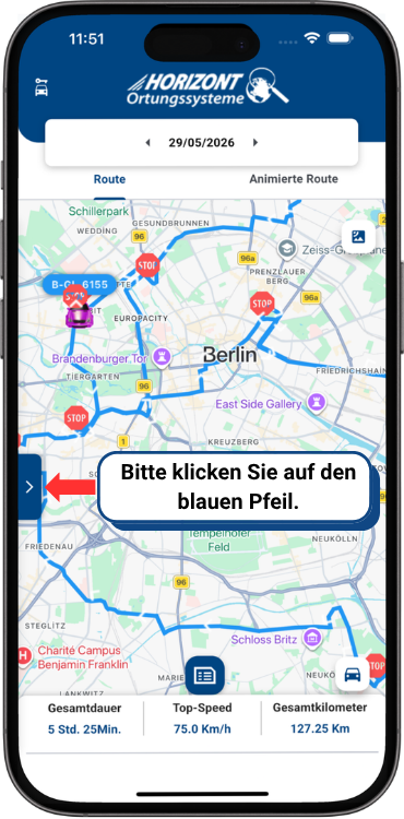 Übersicht der Funktionen der GPS-Tracker-App 3